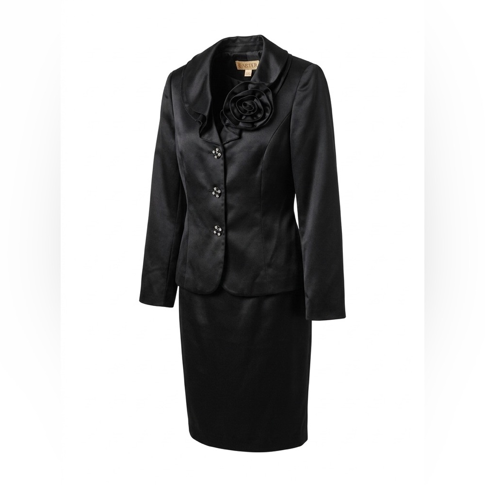 Kasper Black Formal Blazer and Skirt Ensemble